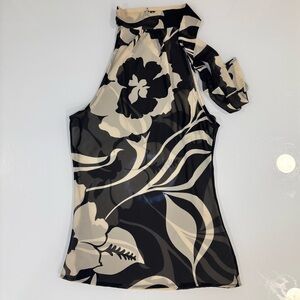 DO+BE Zebra Print Halter Top in Black and Cream